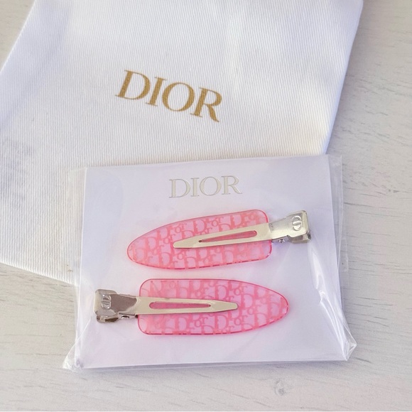 dior-accessories-dior-beauty-monogram-logo-pink-hair-clips-poshmark